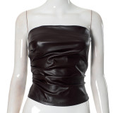Solid Color Leather Tube Top GAXB-C194TP