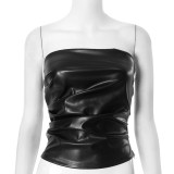Solid Color Leather Tube Top GAXB-C194TP