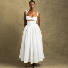 Solid Color Sling Big Swing Maxi Dress GJYO-301823