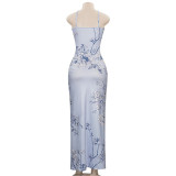 Print Slim Sling Maxi Dress GAXB-W270DS