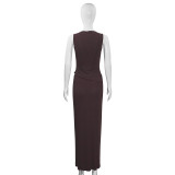 Sleeveless Irregular Tops Long Skirt 2 Piece Set GAXB-W225ST