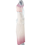 Single Shoulder Sleeveless Gradient Two Piece Skirts Set GJYO-711698
