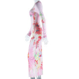Long Sleeve Print Maxi Dress GJYO-299188