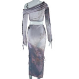 Print Drawstring Two Piece Skirts Set GJYO-711261