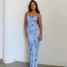 Print Slim Sling Maxi Dress GAXB-W270DS