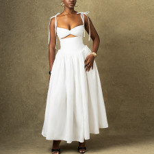 Solid Color Sling Big Swing Maxi Dress GJYO-301823
