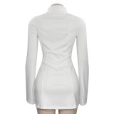 Long Sleeve V Neck Mini Dress GAXB-D036DS
