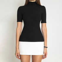 Solid Color Half Sleeve Patchwork Mini Dress GAXB-W281DS