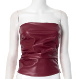 Solid Color Leather Tube Top GAXB-C194TP