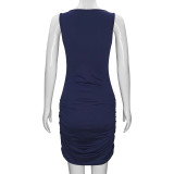 Solid Color Ruched Sleeveless Mini Dress GAXB-W214DS
