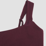 Square Neck Solid Color Big Swing Midi Dress GAXB-A704DS