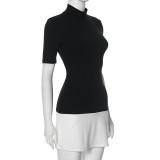 Solid Color Half Sleeve Patchwork Mini Dress GAXB-W281DS