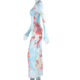 Long Sleeve Print Maxi Dress GJYO-299188