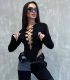 Hollow Out Tie Up Patchwork Bodysuit GAXB-W256BS