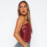 Solid Color Leather Tube Top GAXB-C194TP