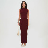 Sleeveless Irregular Tops Long Skirt 2 Piece Set GAXB-W225ST