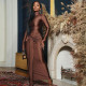 Solid Color Long Sleeve Tie Up Maxi Dress GJYO-300065