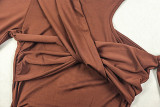 Long Sleeve Hollow Out Maxi Dress GJYO-303163