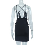 Hollow Out Lace Patchwork Split Mini Dress GJYO-297899