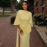 Solid Color Backless Split Maxi Dress GJYO-303387