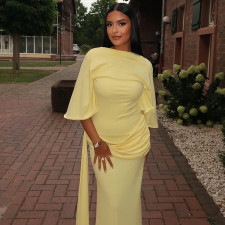Solid Color Backless Split Maxi Dress GJYO-303387