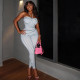 Stripe Backless Sport Halterneck Jumpsuit GJYO-006277