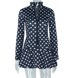 Polka Dot Print Long Sleeve Two Piece Skirts Set GJYO-711688