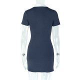 Contrast Color Single-breasted Mini Dress GJYO-302582