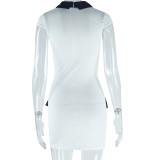 Contrast Color Lapel Mini Dress GJYO-300958