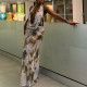 Print Sleeveless V Neck Long Skirt 2 Piece Set GJYO-711719