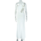 Irregular Ruched Single Shoulder Maxi Dress GJYO-302585