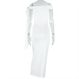 One Shoulder Solid Color Maxi Dress GJYO-302332