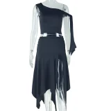 One Shoulder Solid Color Tops Split Skirt 2 Piece Set GJYO-711515