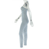 Stripe Backless Sport Halterneck Jumpsuit GJYO-006277