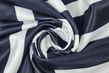 Black White Stripe V Neck Sling Maxi Dress GJYO-303183