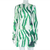 Print Long Sleeve Loose Two PIece Shorts Set GJYO-711738