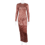 Long Sleeve Print Bodycon Dress GJYO-296806
