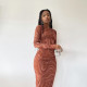 Long Sleeve Print Bodycon Dress GJYO-296806
