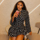 Polka Dot Print Long Sleeve Two Piece Skirts Set GJYO-711688