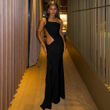 Irregular Ruched Single Shoulder Maxi Dress GJYO-302585