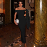One Shoulder Solid Color Maxi Dress GJYO-302332