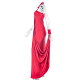Solid Color Off Shoulder Tie Up Evening Dress GJYO-302558
