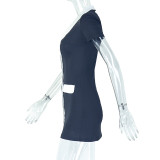 Contrast Color Single-breasted Mini Dress GJYO-302582