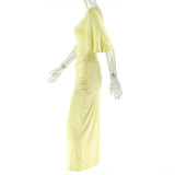 Solid Color Backless Split Maxi Dress GJYO-303387