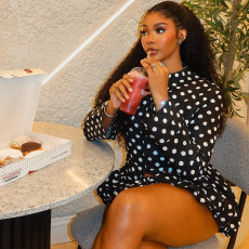Polka Dot Print Long Sleeve Two Piece Skirts Set GJYO-711688