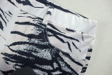 Black White Color Block Backless Pants Suit GJYO-919092