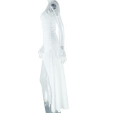 Single Shoulder Solid Color Split Long Dress GJYO-301590