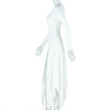 Slash Shoulder Solid Color Irregular Dress GJYO-302302