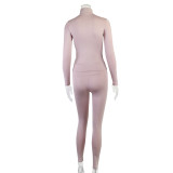 Solid Color Zipper Yoga Sport Two Piece Pants Set GJYO-917051