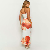 Print Wrap Chest Maxi Dress GAXB-C033DS